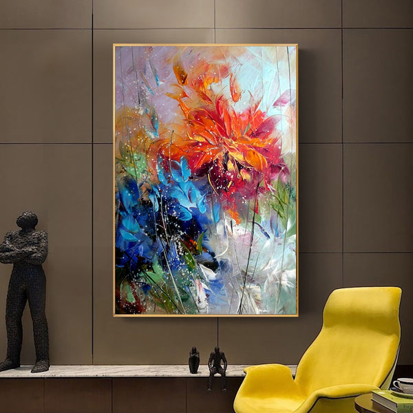 Tableau Abstrait Style Floral
