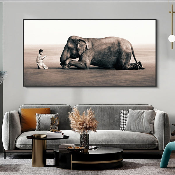Tableau Éléphant et Enfant