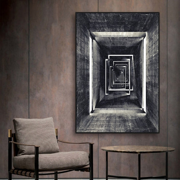 Tableau Géométrique Noir et Blanc