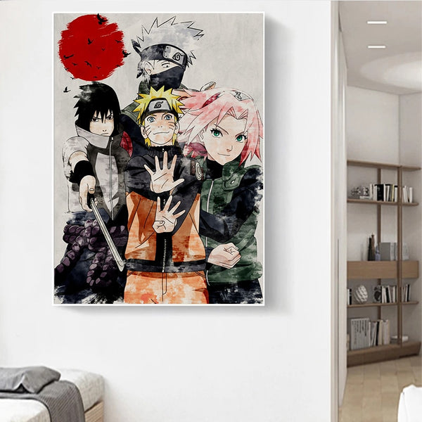 Tableau Manga Naruto Kakashi Sasuke et Sakura