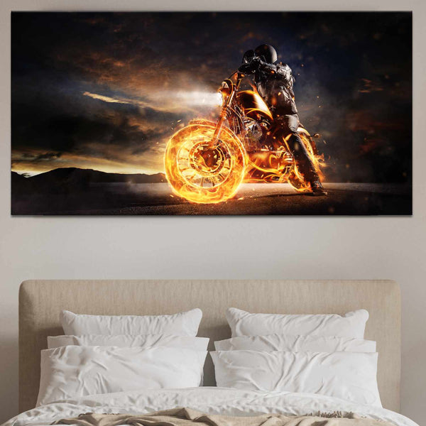Tableau Moto Enflammée