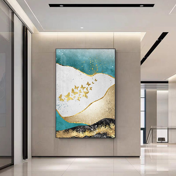 Tableau Triptyque Paysage Bleu Turquoise
