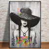 Tableau Femme Chapeau Graffiti