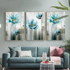 Tableau Fleurs Bleues Triptyque