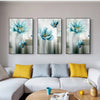 Tableau Fleurs Bleues Triptyque