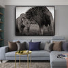 Tableau Noir et Blanc Couple de Lions