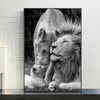 Tableau Noir et Blanc Famille de Lions