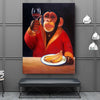 Tableau Singe Verre de Vin